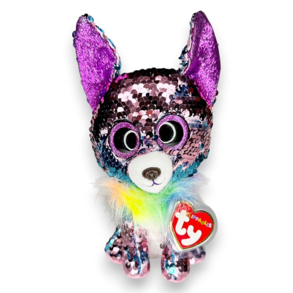 Yappy the Dog | Rainbow Sparkle Pup | Mint Heart Tag TY Flippables